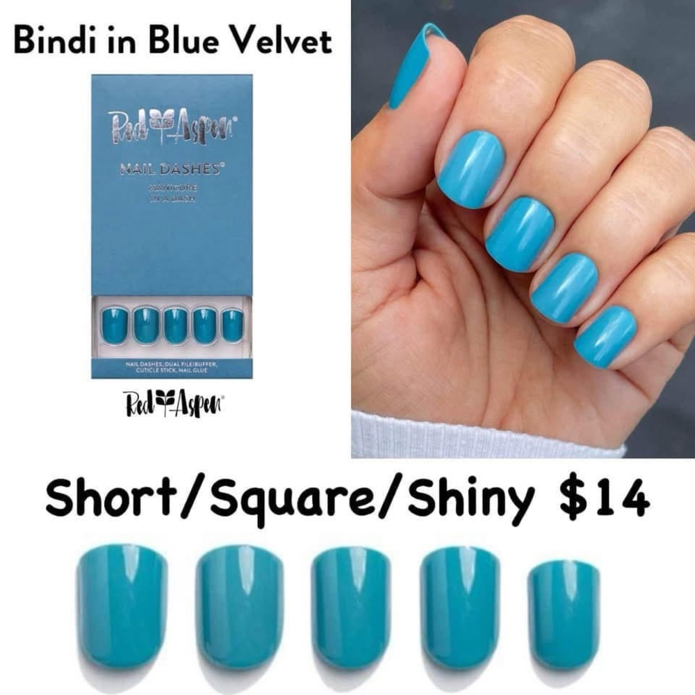 Red Aspen Nail Dashes - Bindi in Blue Velvet -  Press-On Nails